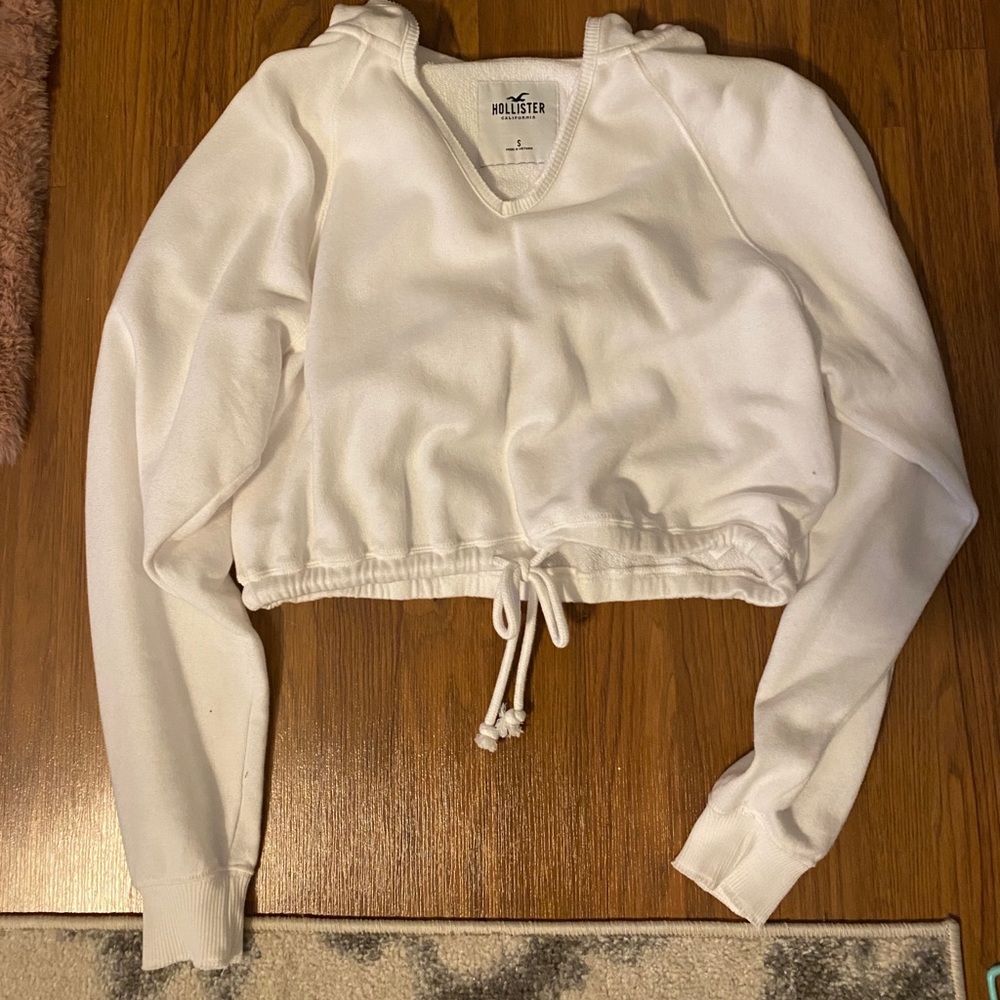 White Cropped Hollister Sweater